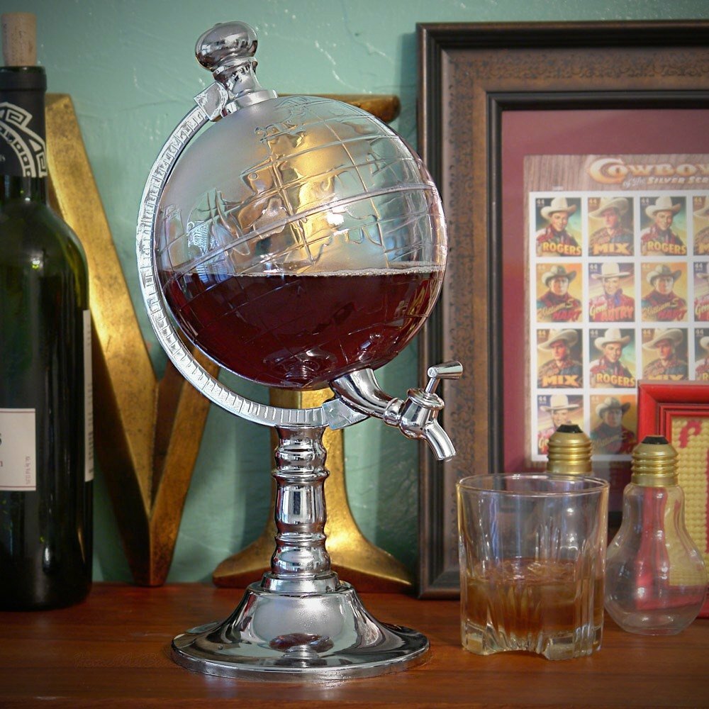 Spillatore Globo 1.5 Litri Alla Spina Fresca Mappamondo Erogatore Bibite Whisky
