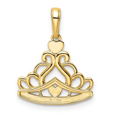 Pre-owned Superdealsforeverything Real 14kt And White Rhodium Diamond Cut Crown Pendant