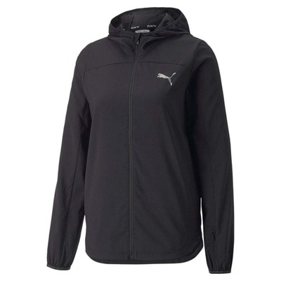 

Puma Woven Hooded Full Zip Running Jacket Женская черная повседневная спортивная верхняя одежда, Черный, Puma Woven Hooded Full Zip Running Jacket