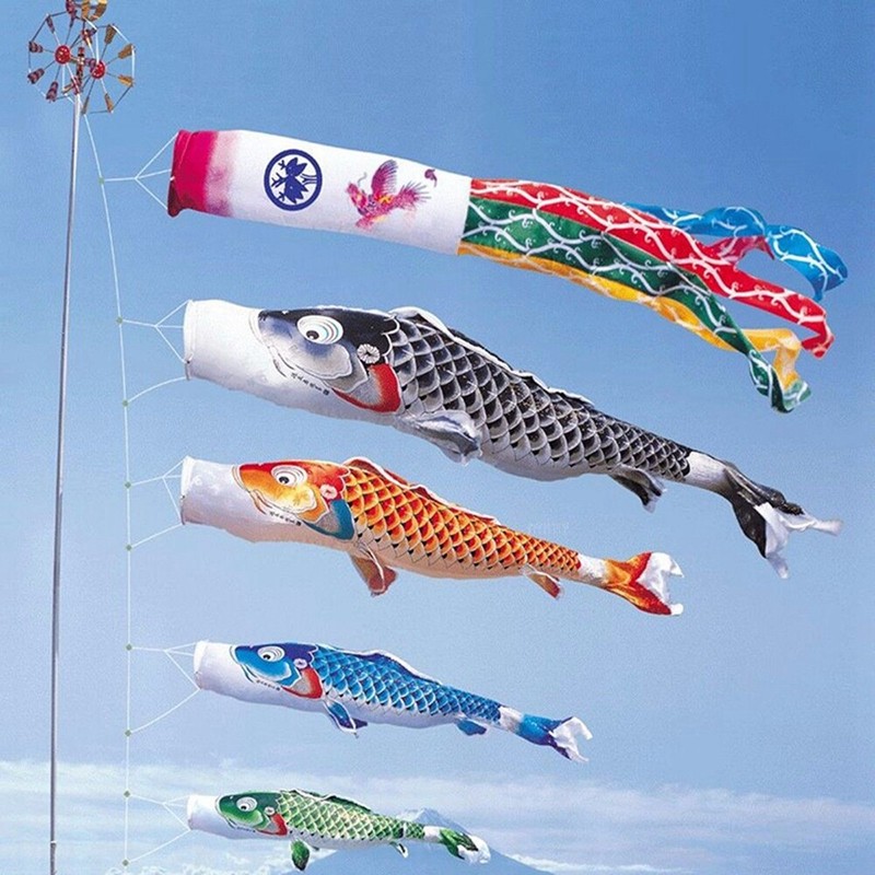 40/70/100CM Japan Style Koinobori Carp Wind Sock Flag Wind Chimes Hanging Decor`