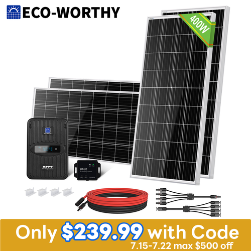 ECO-WORTHY 400W Watt Solar Panel Kit Monocrystalline 12V Volt for Home RV