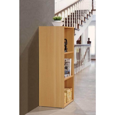 HODEDAH Bookcase Beech Finished Vertical Engineered Wood Closed Back 3-Shelves