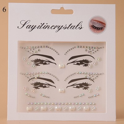 Face Jewels Crystal Facial Gems Party Stickers Rhinestone Wedding Self Adhesive 