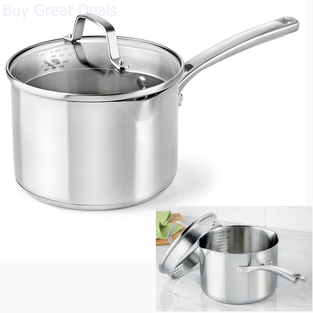 Calphalon Classic Stainless Steel Cookware Sauce Pan Pot Covered Lid 3.