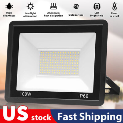 NEW 100W Garden Outdoor Lamp LED Flood Light Yard Security Spotlight Fixtures