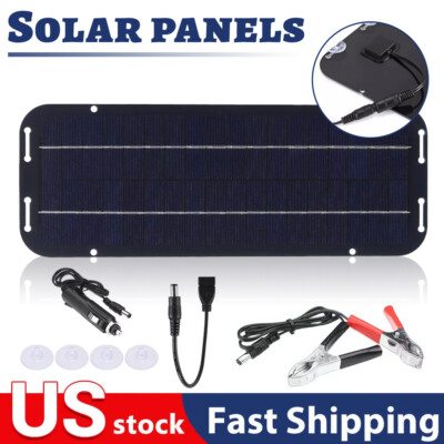 50W Solar Panel 12V Trickle Charger Battery Charger Kit Maintainer Boat Car RV