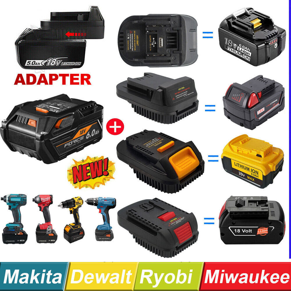 Adapter For Makita Dewalt Milwaukee Ryobi 18V Lithium Battery Adaptor Converter