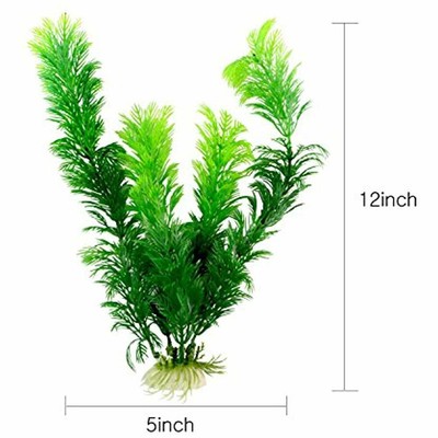 Green Artificial Plastic Plants Set Aquarium Decor Fish Tank Ornament 12