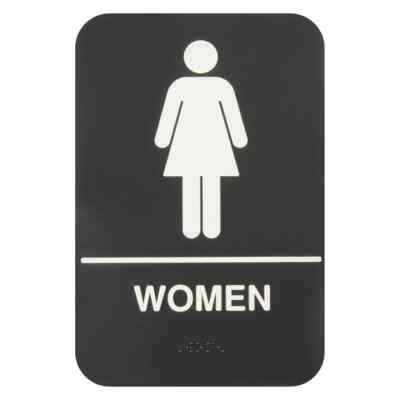 Thunder Group PLIS6951BK 6'' x 9'' ''Women'' Information Sign w/ Braille