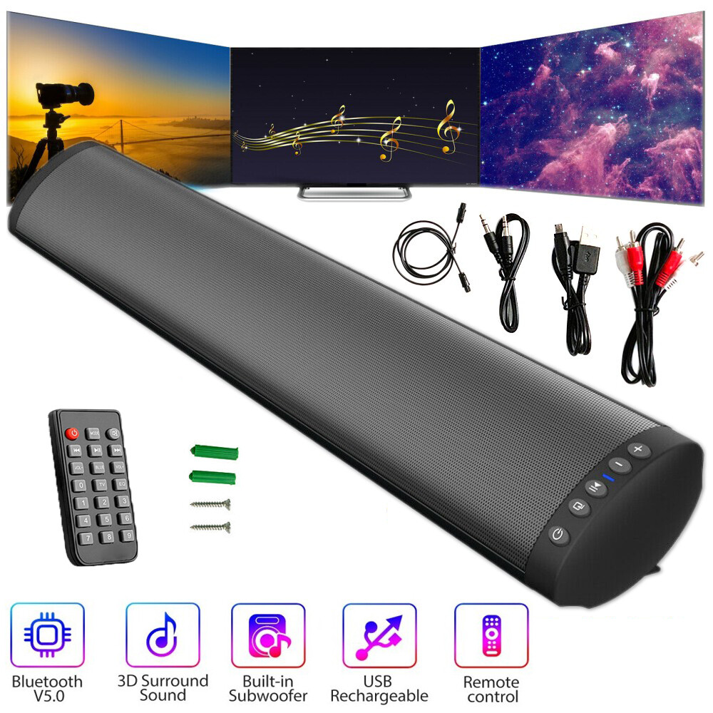 Wired & Wireless Bluetooth TV Soundbar Speaker Phone Home Theater AUX RCA Remote