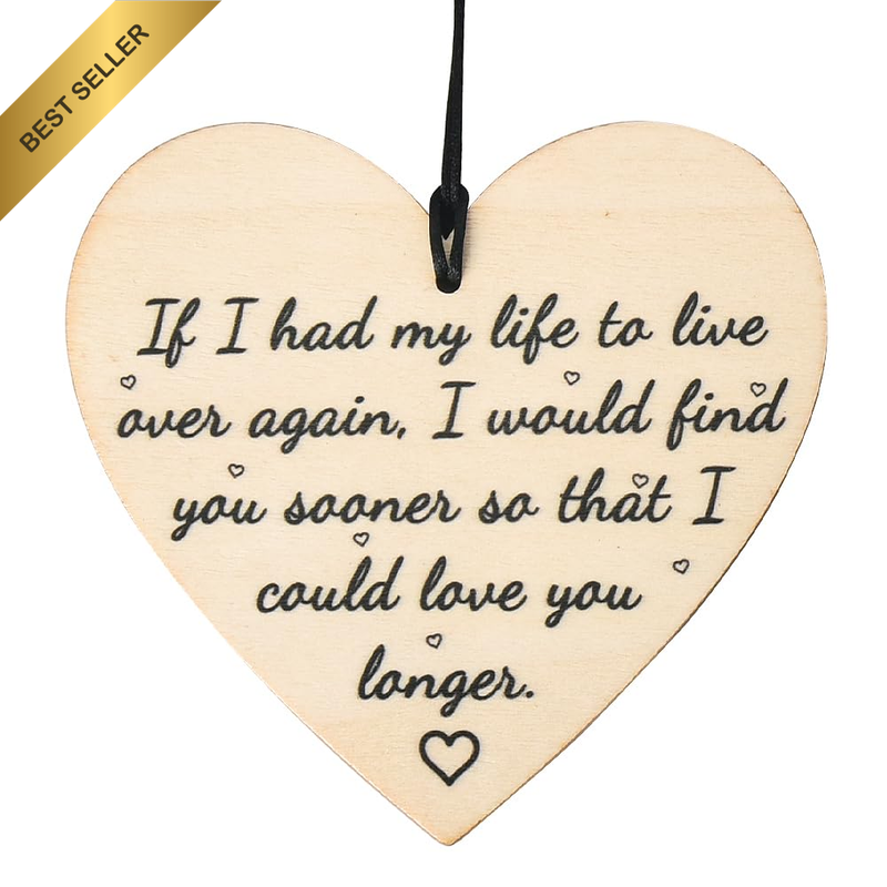 Romantic Gifts for Him Her Wife Husband Wooden Heart Hanging Ornament Decorative