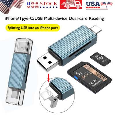 USB Type-C USB3.0 SD TF Memory Card Reader Writer OTG Adapter For iPhone Samsung