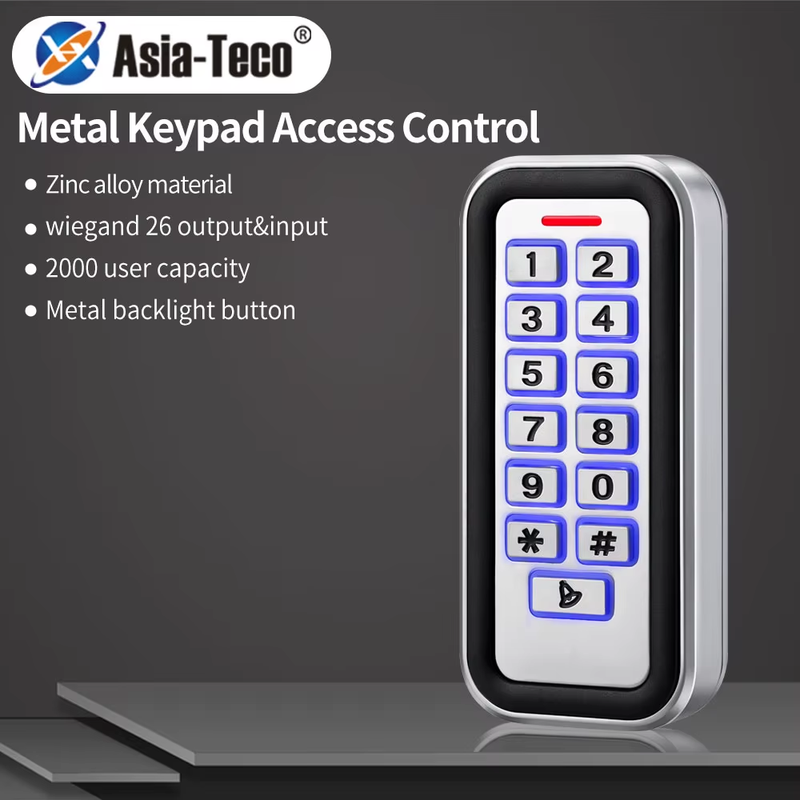 12V Standalone Metal Access Control Keypad Outdoor Waterproof IP68 Zinc 2000 Use
