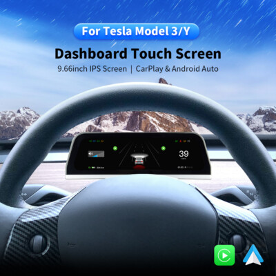 Dashboard Heads Up For Tesla Model 3/Y Display Carplay 9.66 Inch IPS Screen HUD