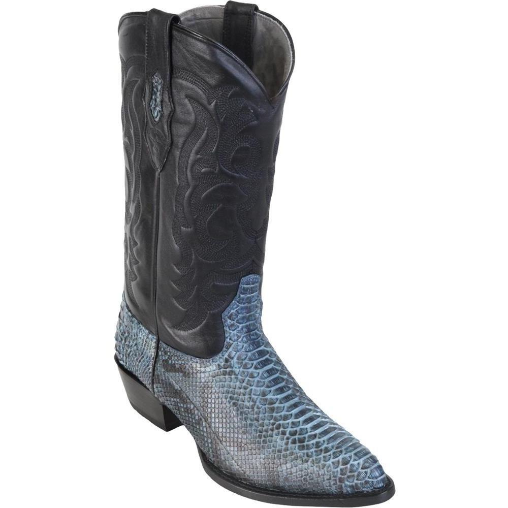 Pre-owned Los Altos Boots Los Altos Men Rustic Blue Genuine Python Snake Cowboy J-toe Boot 995782 (ee)