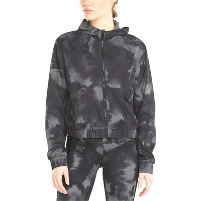 

Puma Printed Woven Full Zip Training Jacket Womens Black Casual Athletic Outerwe, Черный, Puma Printed Woven Full Zip Training Jacket