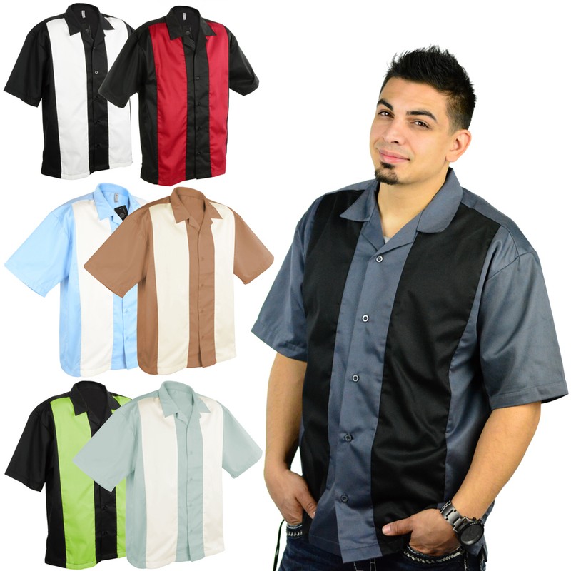 mens short sleeve bowling shirts