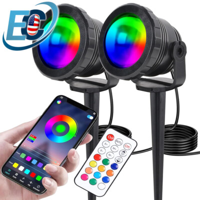2x Outdoor Spotlight Smart APP & Remote Control Color Changing Landscape Lights
