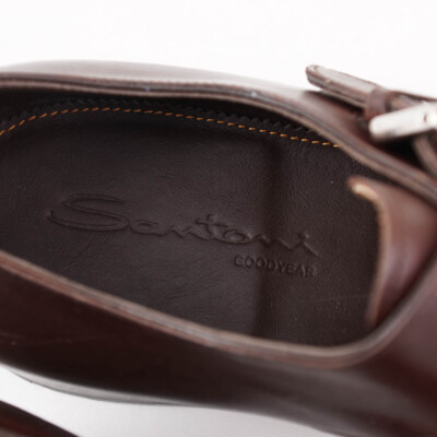 Pre-owned Santoni $1295  Goodyear-welt Brown Single-buckle Monk Strap Us 7 Shoes
