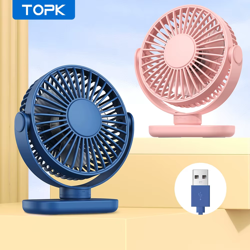 K62C Portable Mini USB Desk Fan,360°Rotation 3 Speeds Powerful Airflow,Small Coo