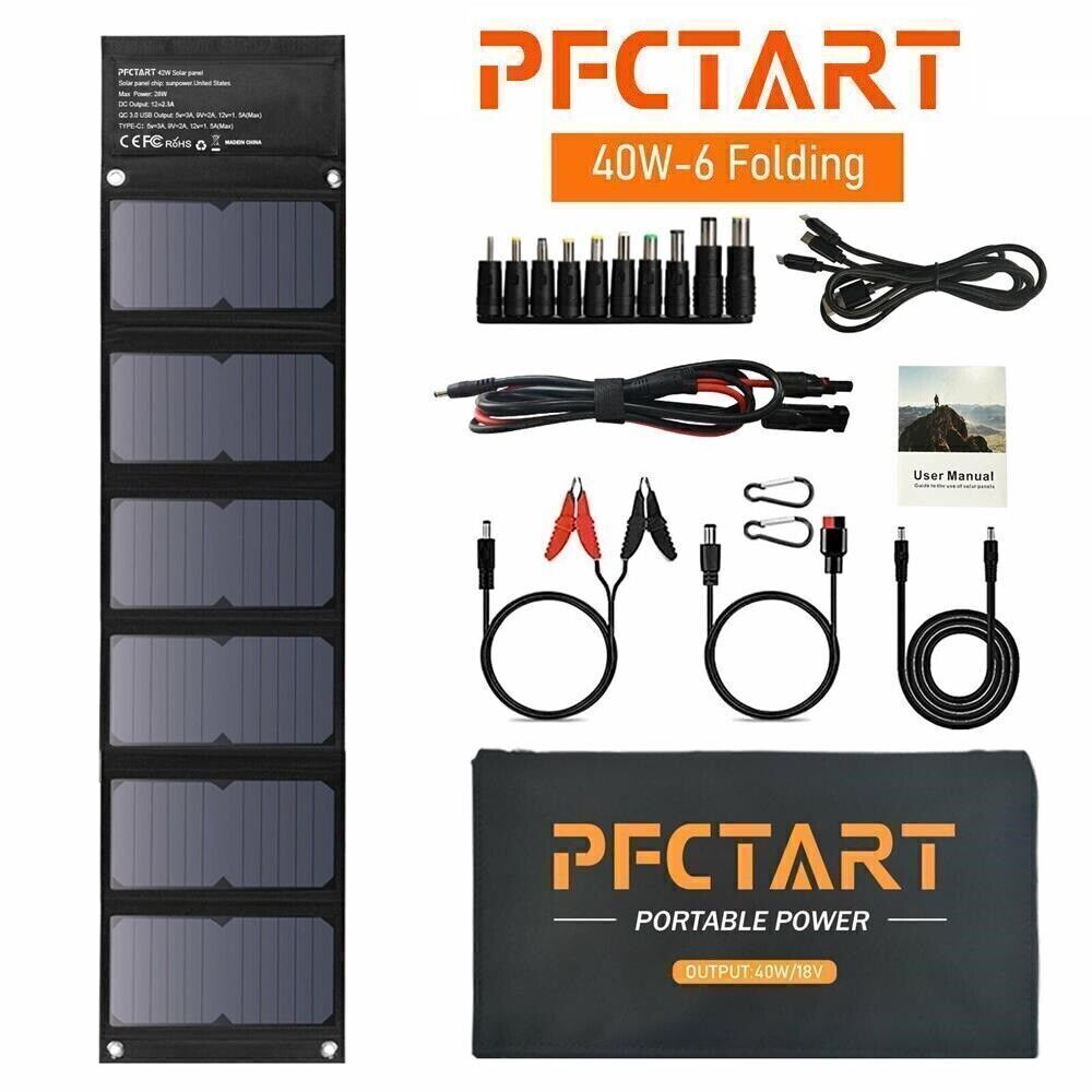 40W 18V Foldable Monocrystalline Solar Panel Kit Home RV Marine Travel
