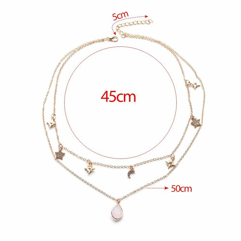 Edelstein Natur Kristallquarz Opal Steine Anhänger goldene Kette Halskette RUDE