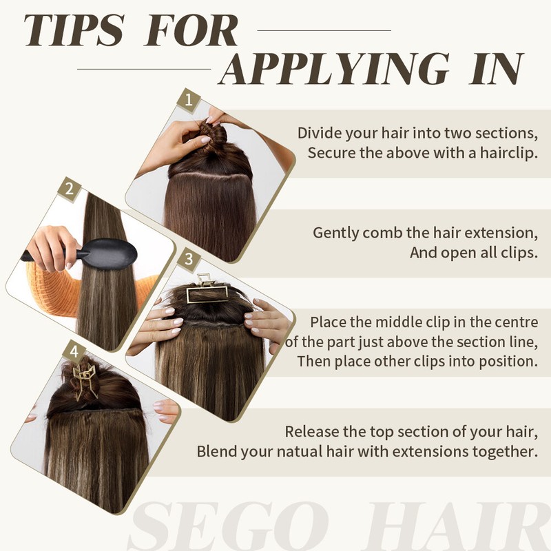 100% Thick Clip In On Half Full Head Hair Extensions Real Long AS Human Balayage