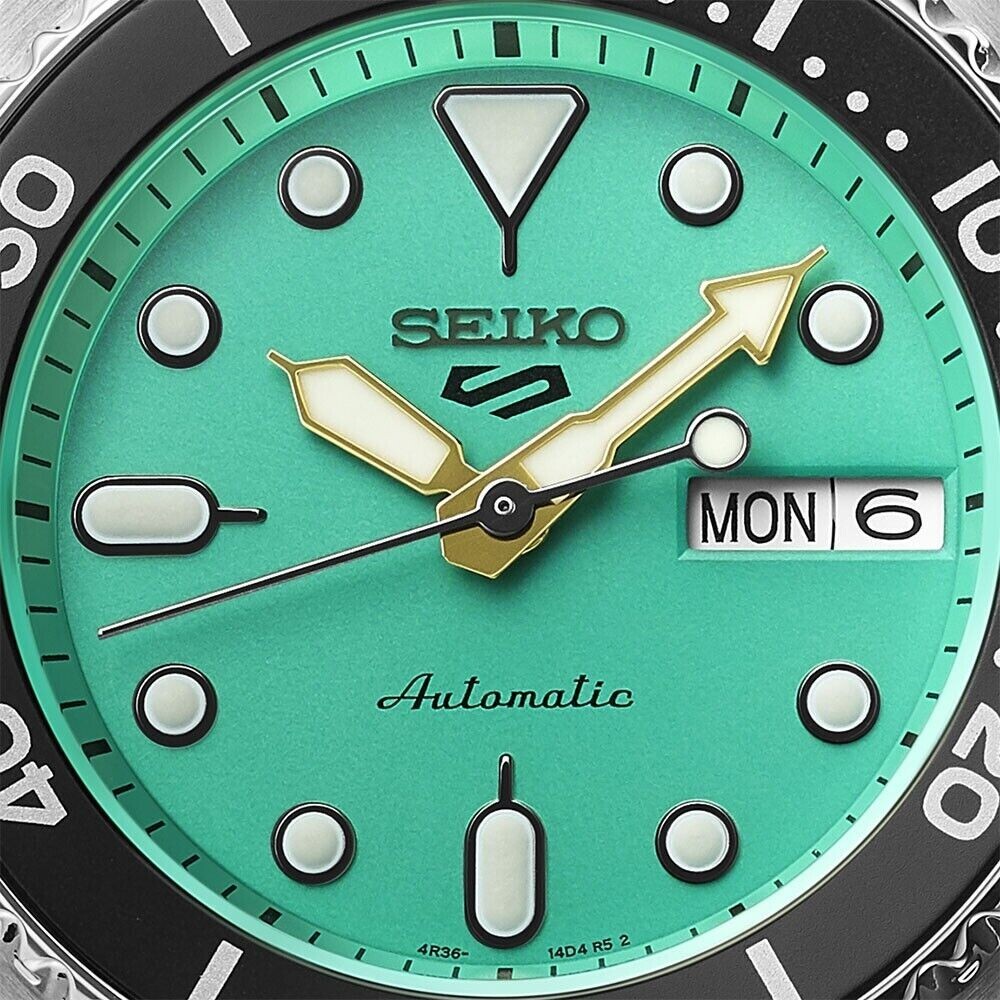 Pre-owned Seiko 5 Sports Srpk33 10 Atm 38.0mm Vibrant Green Dial Automatic Men's Watch