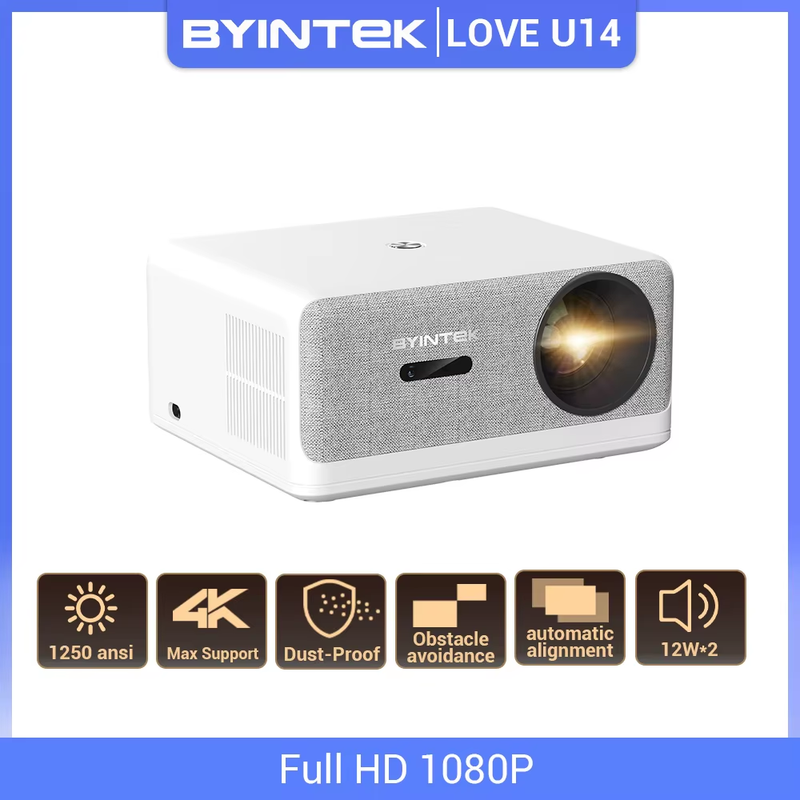 Projector 4K Full HD 1080P Smart Bluetooth WiFi 6 Supported 1250ANSI Auto Focus