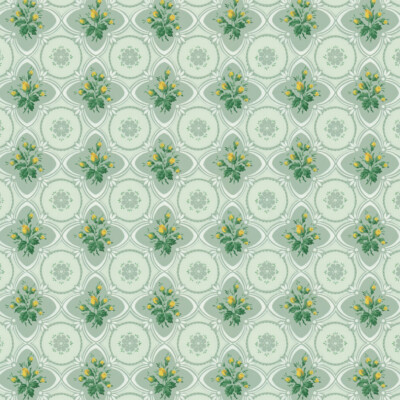 Dollhouse Wallpaper Rosebuds Green Yellow Bradbury & Bradbury 1:12 Scale