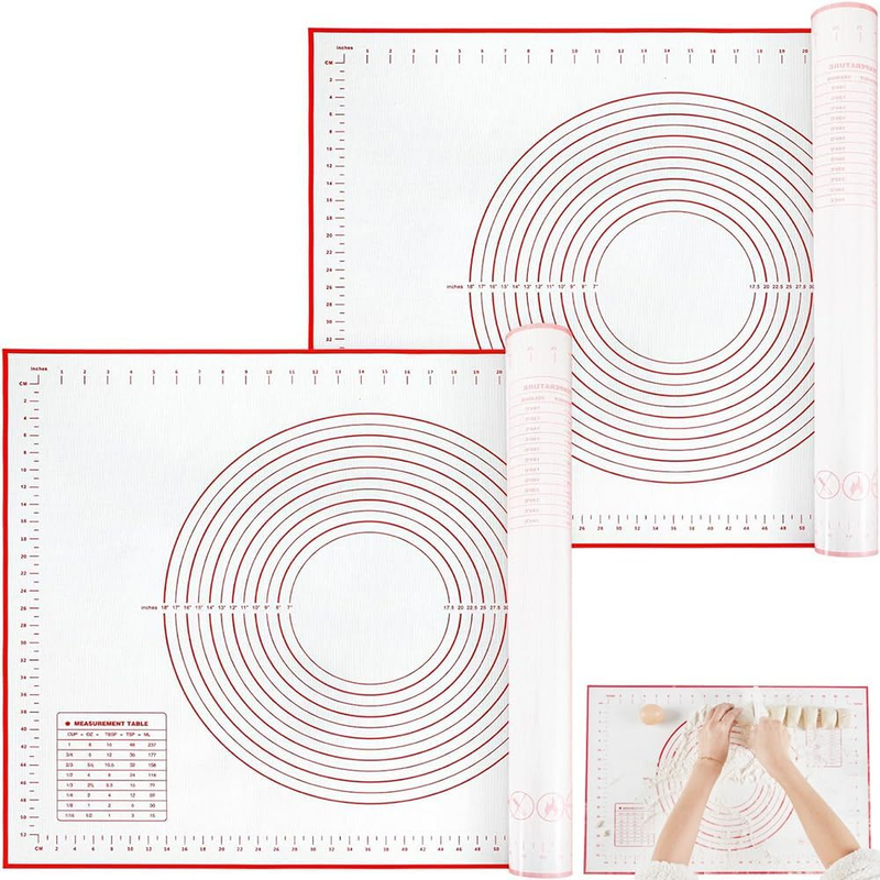 2PCS Silicone Baking Mat – Non-Slip, Extra Thick, Food Grade Pastry & Dough Roll