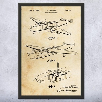 Cargo Plane Patent Wall Art Poster, Canvas or Framed Logistics Art Pilot Gift
