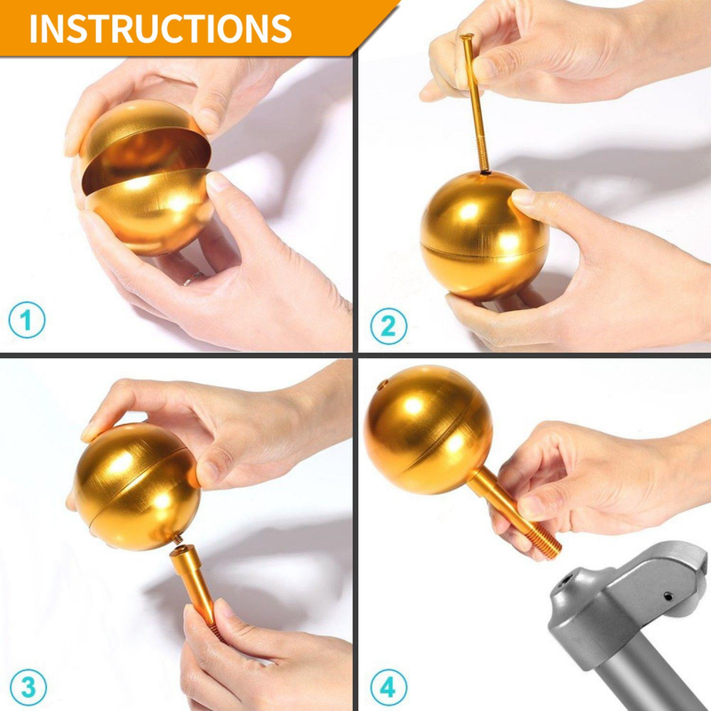 Anley Authentic Flagpole Ball Top Ornament Replacement - Gold Anodized Aluminum