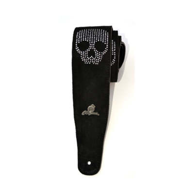 Magma Leathers 2.52'' Delux Argentinean Chamois Leather Guitar Strap Black Skull