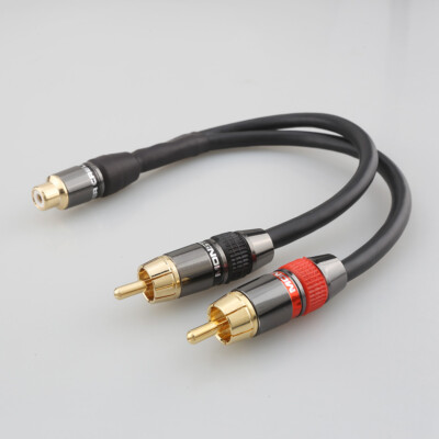 12 Inches RCA Cable 1 Female to 2male Rca Plug Y Adapter Splitter 1piece