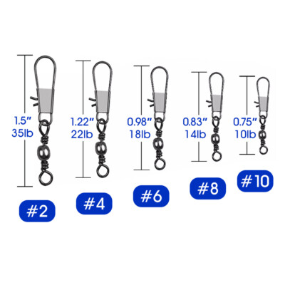 100Pcs Fish Fishing Barrel Swivel with Interlock Snap Fishing Swivel Size 2#-10#