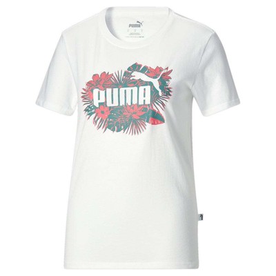 

Женская футболка с короткими рукавами и короткими рукавами Puma Essentials Flower Power Graphic, Белый