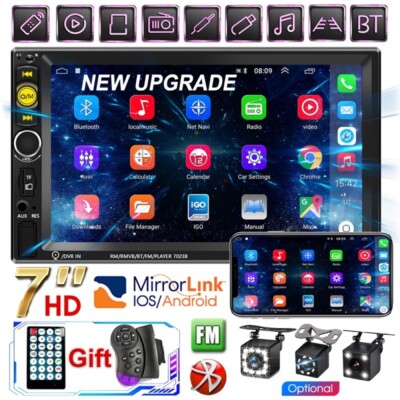 2 DIN 7'' Double Car MP5 Player Bluetooth Touch Screen Stereo Radio With Camera