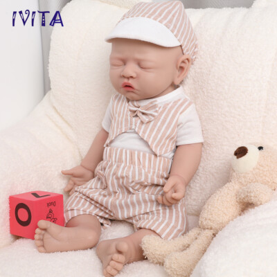 IVITA 17'' Sleeping Silicone Reborn Baby Boy | Girl Premie Silicone Doll Infant