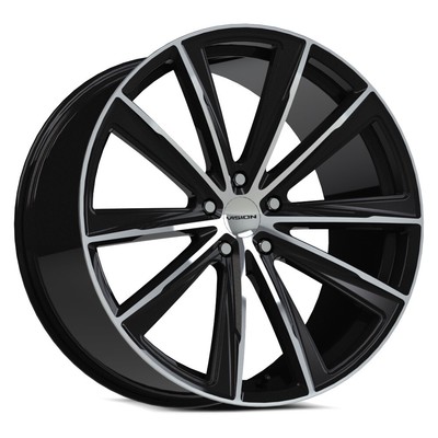 18x8.5 Vision 471 Splinter Gloss Black Machined Wheels 5x112 (38mm) Set of 4