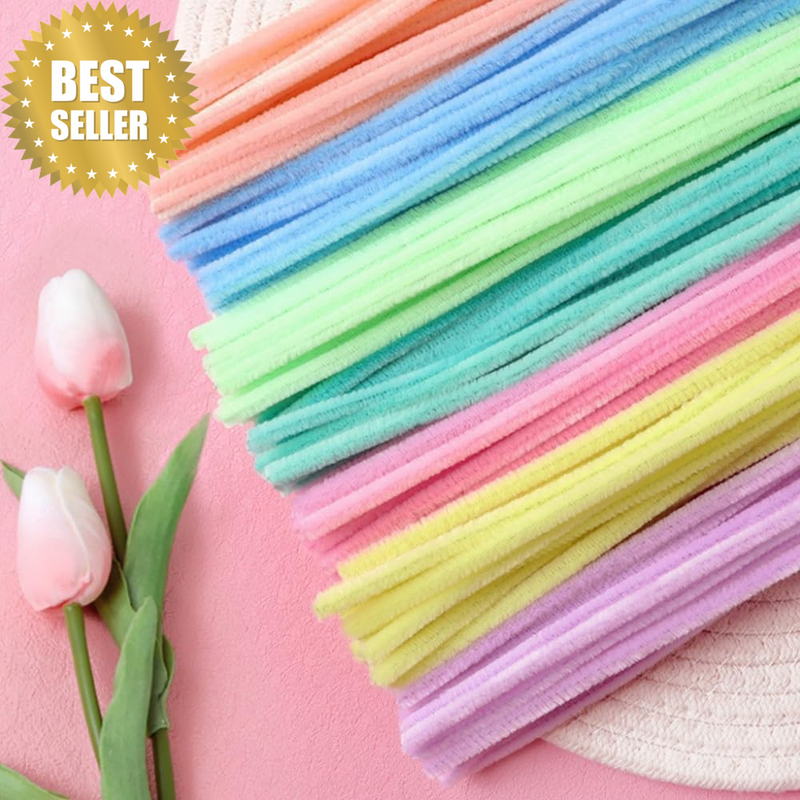 350 Pcs Thick Pipe Cleaners Crafts Supplies 7 Assortment Macaron Color Chenille