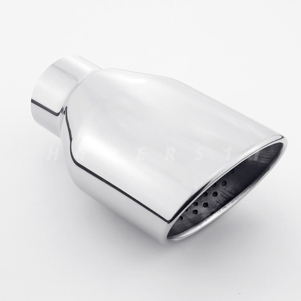 4.72"x3.15" Oval Resonated Exhaust Tip 2.25" In 7" Long Polished