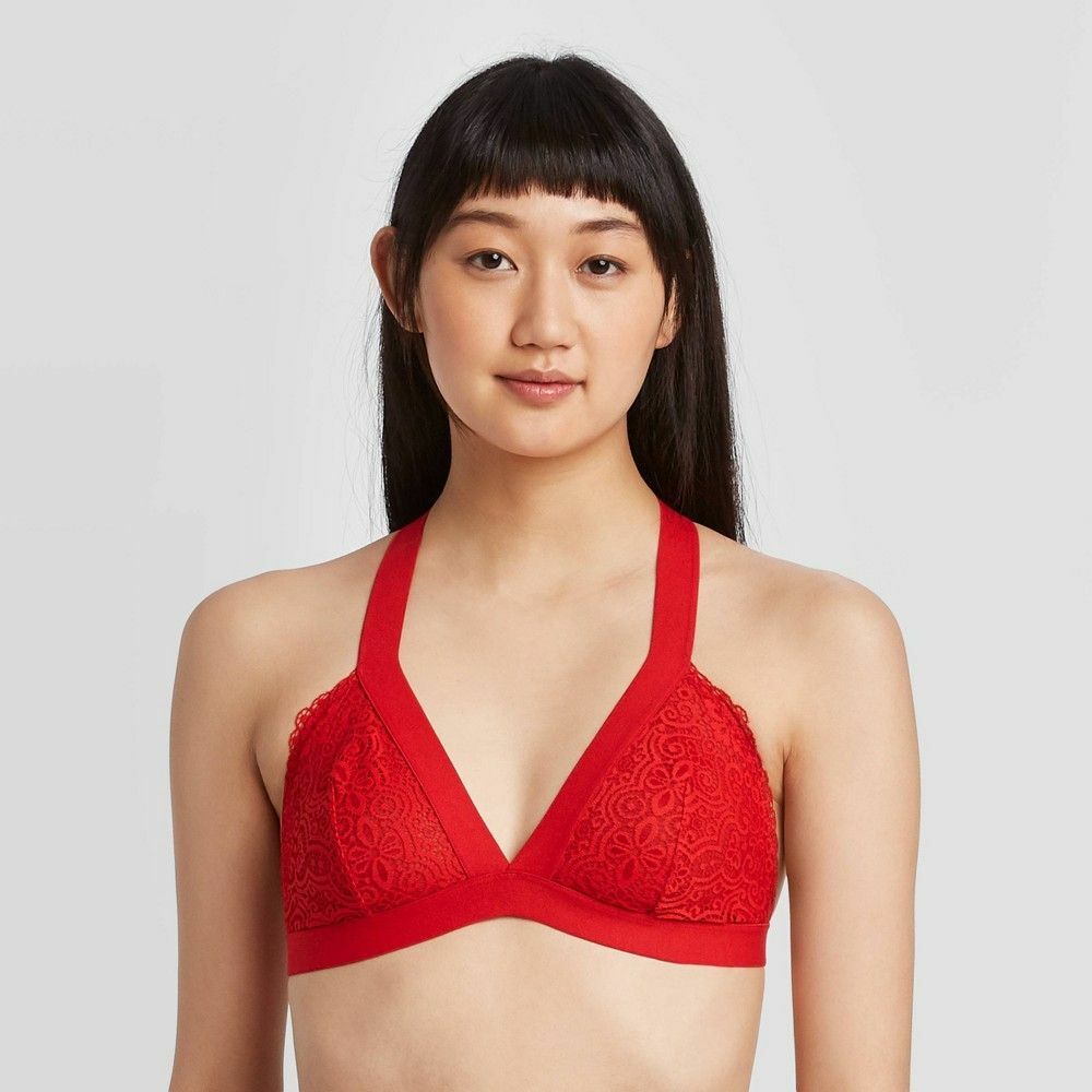 red triangle bralette