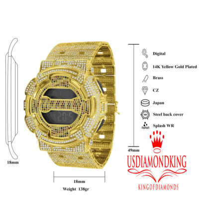 Pre-owned Usdiamondking Mens Custom Casio G-shock Gd100 Rainbow Watch Simulated Diamond Adjustable Band