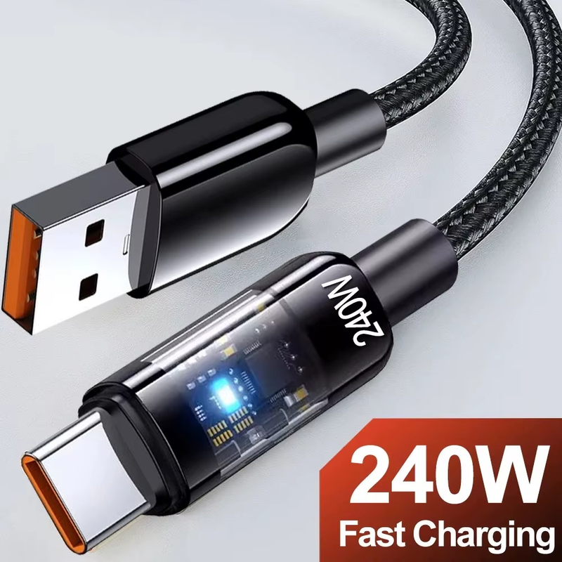 240W 10A USB C Cable Super Fast Charging Charger Data Cord or Samsung S23 Xiaomi