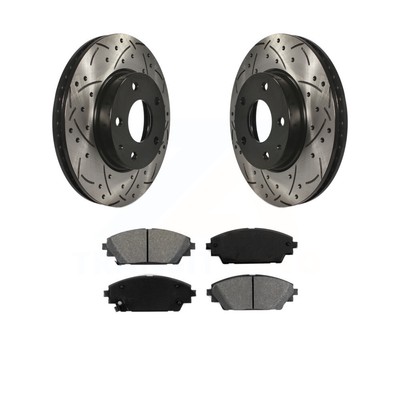 KDS Front Drilled Slot Brake Rotors Semi-Metallic Pad for 2016-2019 Mazda CX-3