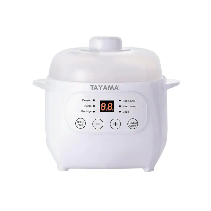 NEW 1 Qt. White Mini Ceramic Stew Slow Cooker with Pre-Settings Built-In Timer