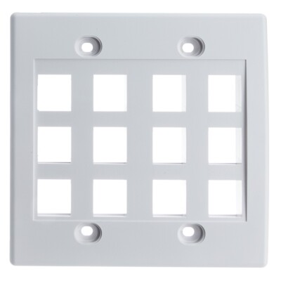 12 PORT Keystone Wall Plate Dual Gang White   301-12K-W
