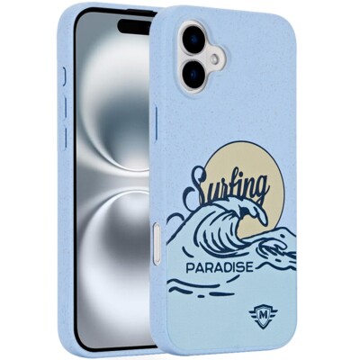 For iPhone 16 Plus 6.7in Case Bio-Degradable Material Cover + Tempered Glass