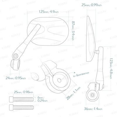 Bar end mirrors STARK oval black fits Moto Guzzi threaded stock handlebar ε